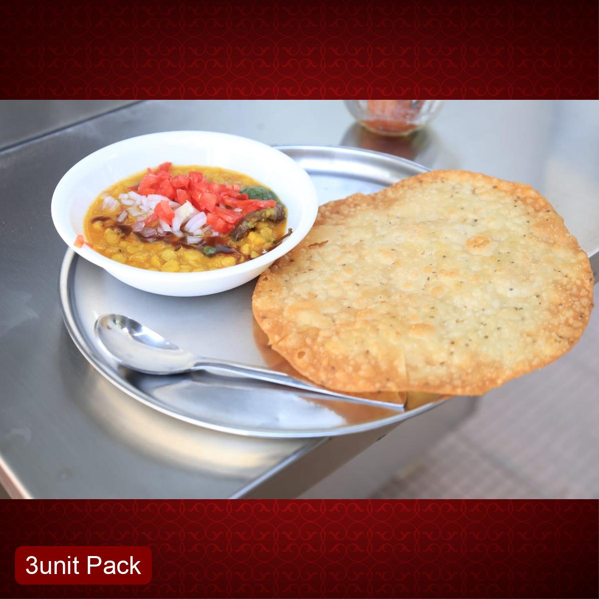 Aaswad Caterers Authentic Sindhi Dal Pakwan (3 Pcs) | Crispy Fried Flatbread & Spiced Lentils