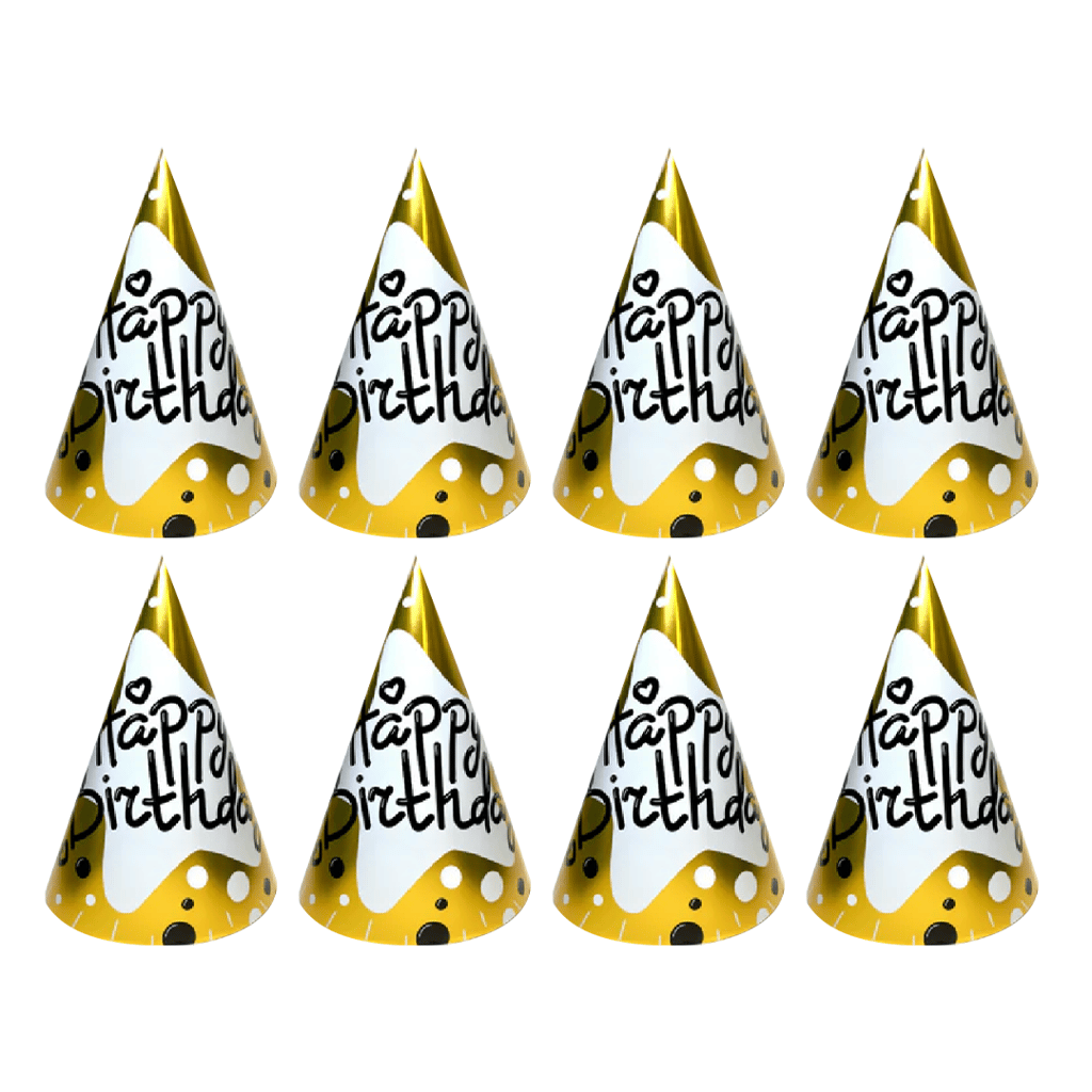 Happy Birthday Golden Hats - 8PC