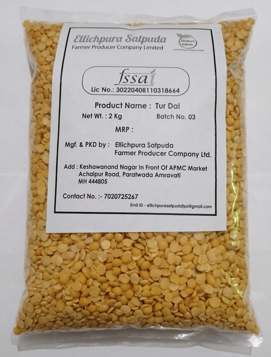 Ellichpura Satpuda FPO Tur Dal 2 kg Premium Quality Split Pigeon Pea