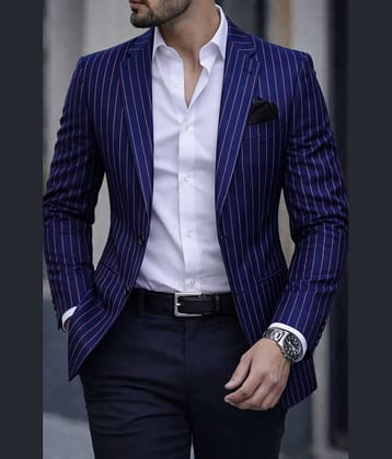 KUNDAN SULZ GWALIOR Blue Cotton Blend Men's Unstitched Blazer Piece ( Pack of 1 )