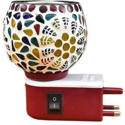 Kapoor Dani Electrical Camphor Diffuser. Glass Kapoor Dani & Essential Oil Diffuser with On Off Switch to Toggle Between Burner & Lamp(Multi DEISNG| Pack of 1)
