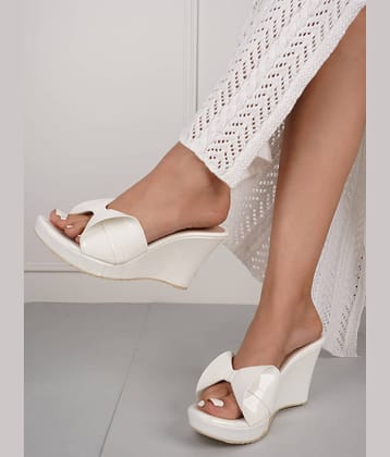 IKAGI White Women's Slip On Heels
