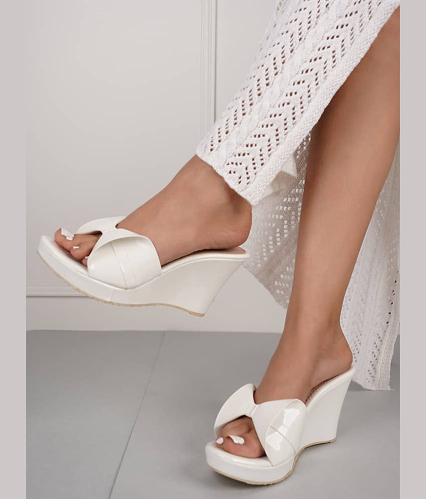 IKAGI White Women's Slip On Heels