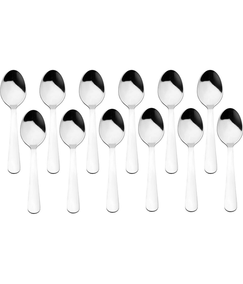Cutlux Tea Spoon Stainless Steel Plain Tea Spoon Silver ( Pack of 12 )