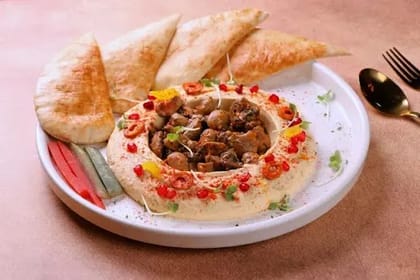Hummus Tahini,Grilled Mushroom, Pita Bread