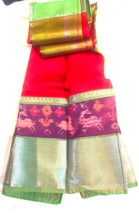 Stunning Red Green Combination Saree