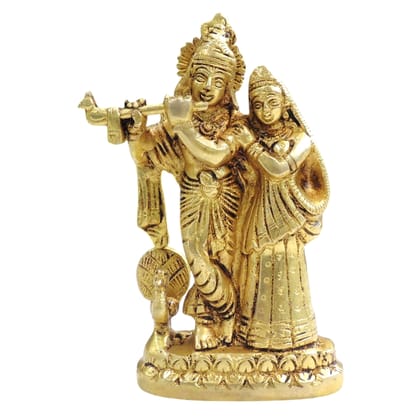 Brass Radha Krishna Idol Statue for Home Temple & Gifting, Height : 6 Inch (BSMAS399 K)
