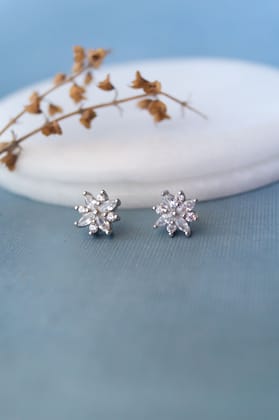Oriana Floral Sterling Silver Stud Earrings-Silver