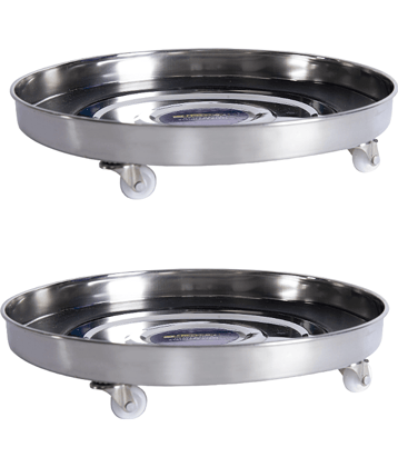 HomePro Stainless Steel Gas Trolley with Smooth Wheels & Rubber Cylinder Protection Pack of 2