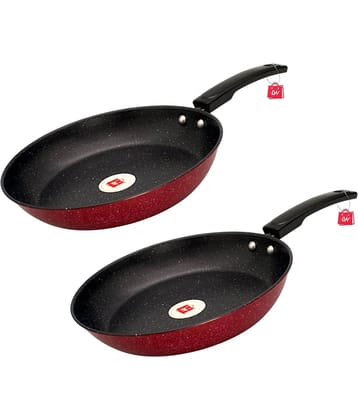 LAZYWINDOW Non-Stick Hard Anodised Fry Pan Induction Bottom without Lid 2.4 mm Thickness 23 cm Diameter 1 Ltr