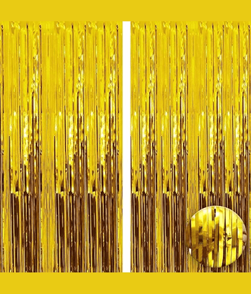 Urban Classic Gold Foil Curtains-2Pcs  for Birthday, Anniversary, Bachelorette, Bridal Shower, New Year, Graduation,  Retirement, Festival decoration