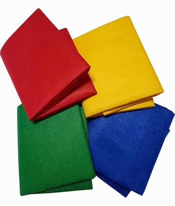 PRANSUNITA Pack of 4 Basic Shade Felt Fabric Sheet Stiff (Hard) Size 19” x 21” inch Different Color Felt for School DIY Crafts Patchwork, Table & Board Backdrops, Embroidery Sewing- 4 pcs