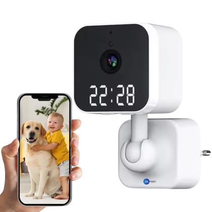 Maizic Smarthome 3MP FHD WiFi Clock Camera | Plug & Play Indoor CCTV with Color Night Vision, Motion Detection, Two-Way Talk, Multi-User Access & 128GB SD Card Support