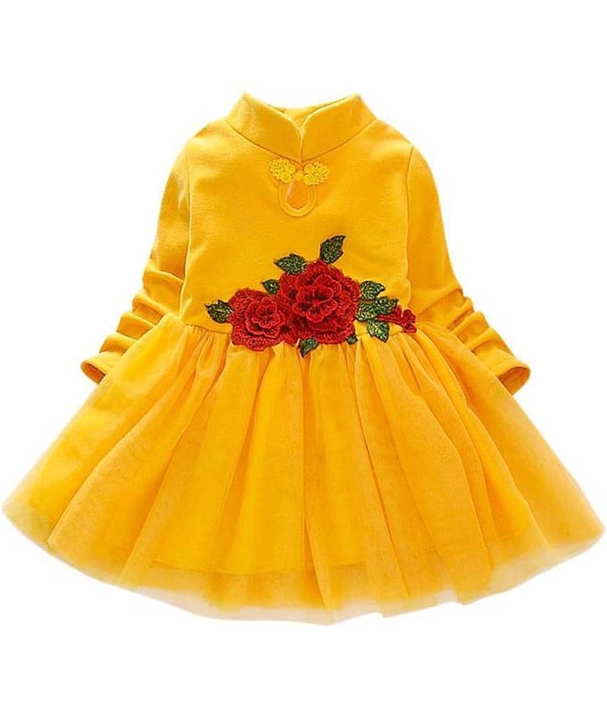 Mullick the designer Pack of 1 Baby Girls Net Dress ( Yellow )