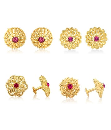 Vighnaharta Sizzling Charming Alloy Gold Plated Stud Earring Combo set For Women and Girls ( Pack of- 4 Pair Earrings)-VFJ1234-1192-1096-1098ERG - Golden