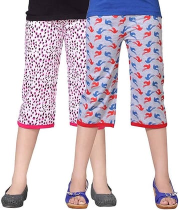 Sini Mini Pack of 2 Girls 100% Cotton Capris ( Multi )