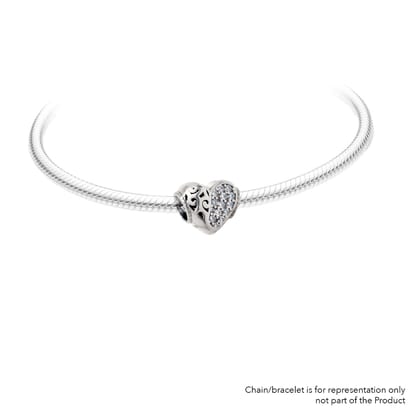 Heart with stars | 925 Silver charms for Bracelets / Chain-Free / Silver / Modern