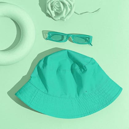 Unisex Teal Blue Classy  Bucket Hat-100% Cotton / Classic
