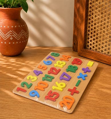 Wooden Numbers and Math Puzzle