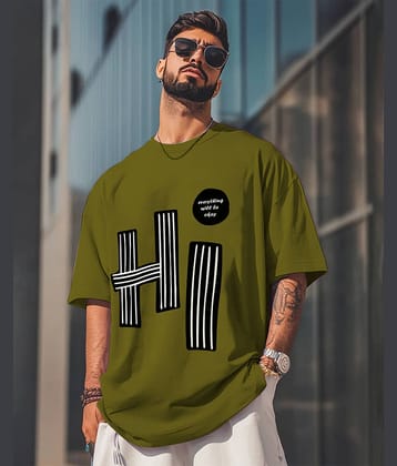 ENITOR Men Cotton Blend Oversized Fit Printed T-Shirt ( Grey )