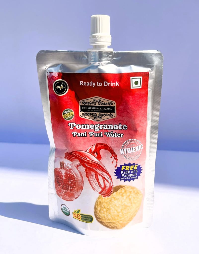 INDIAN KHANA KHAZANA Pani-Puri Water (Pomegranate) 202ml Pack of 2 (202ml + 202ml) | Indian Tasty Flavour Ready to Drink Pani Puri Water | No Preservatives Portable Authentic Tasty Water
