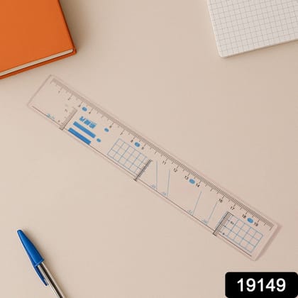 Multifunctional Transparent Plastic Geometry Ruler (1 Pc)