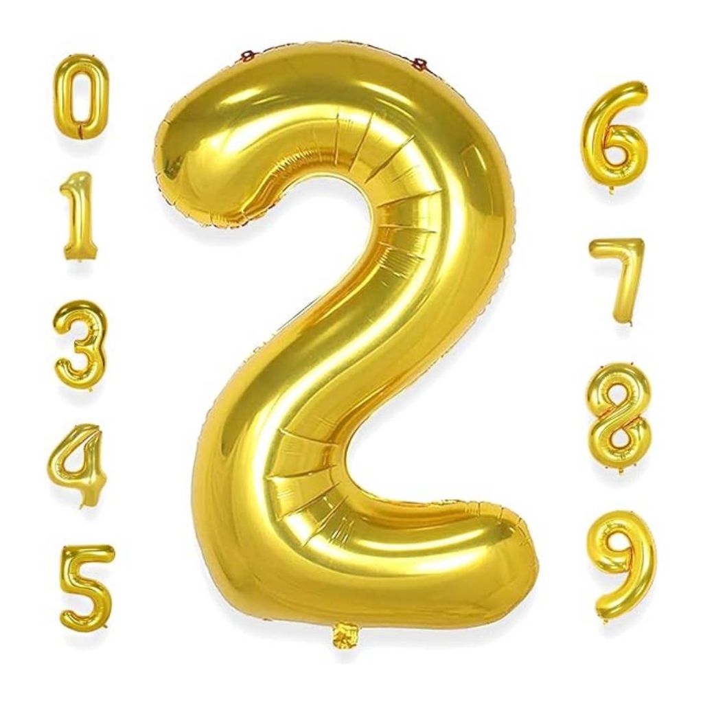 Number 2 Golden Foil Balloon - Helium Quality - 40 inches - 1PC - Party and Festive Needs | Buy online on ZillyBuy