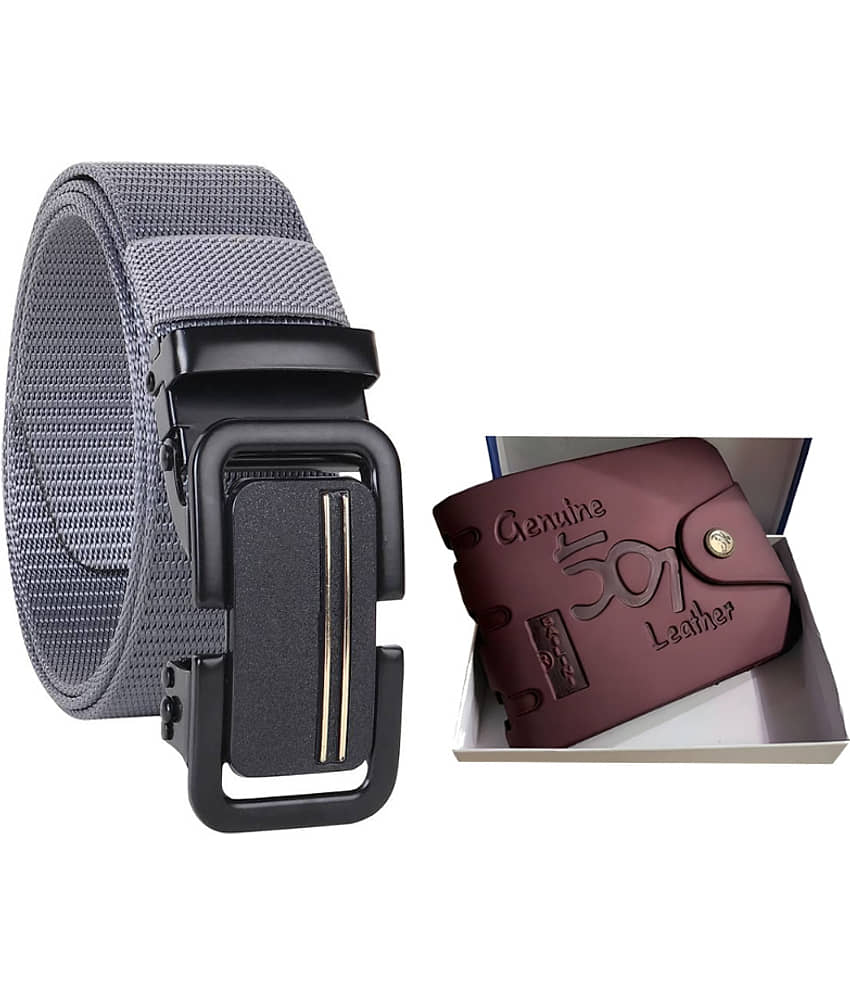 Kastner - Brown Nylon Men's Belts Wallets Set ( Pack of 2 )