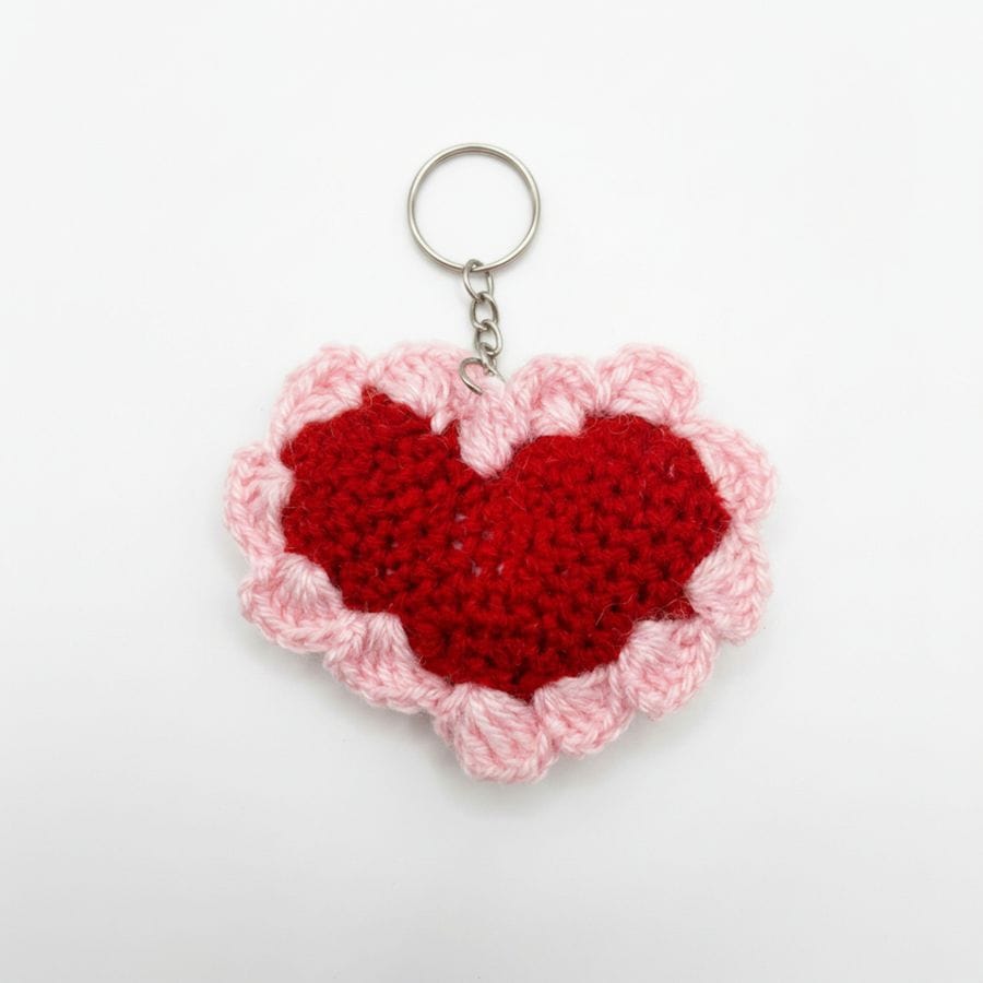Handcrafted Crochet Heart Keychain