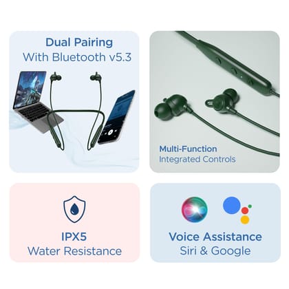 boAt Rockerz 109 Bluetooth Neckband with 60 hrs Playback,ENx Technology, Beast Mode (60ms), Magnetic Buds, Dual Pairing, ASAP Charge, IPX5 Water Resistance(Black