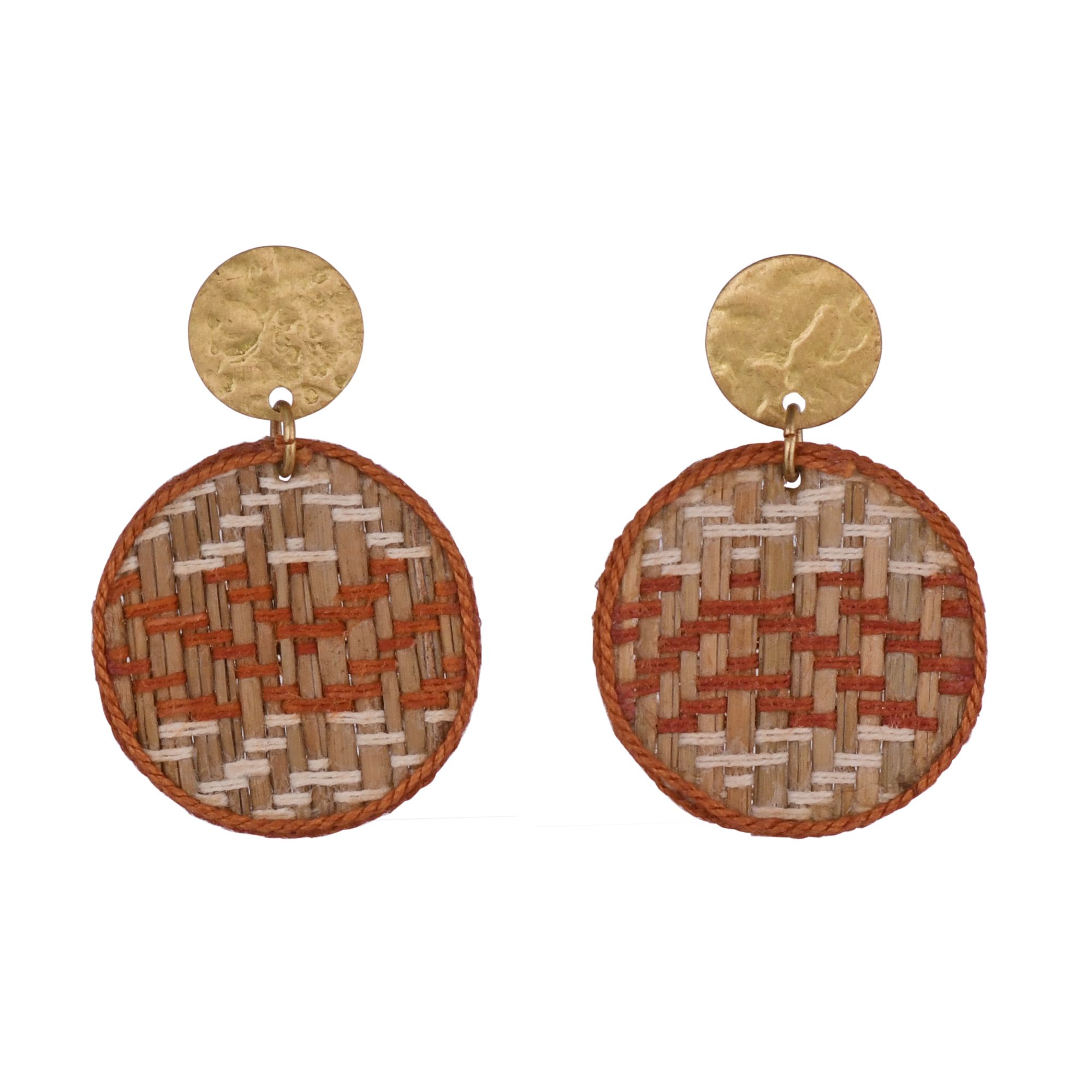 Handcrafted Natural Grass with Brass Bead Earring