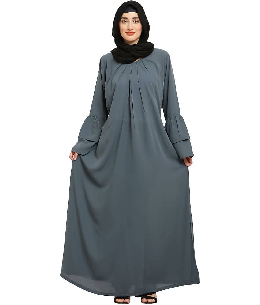 Burbi Grey Polyester Stitched Burqas without Hijab - Single