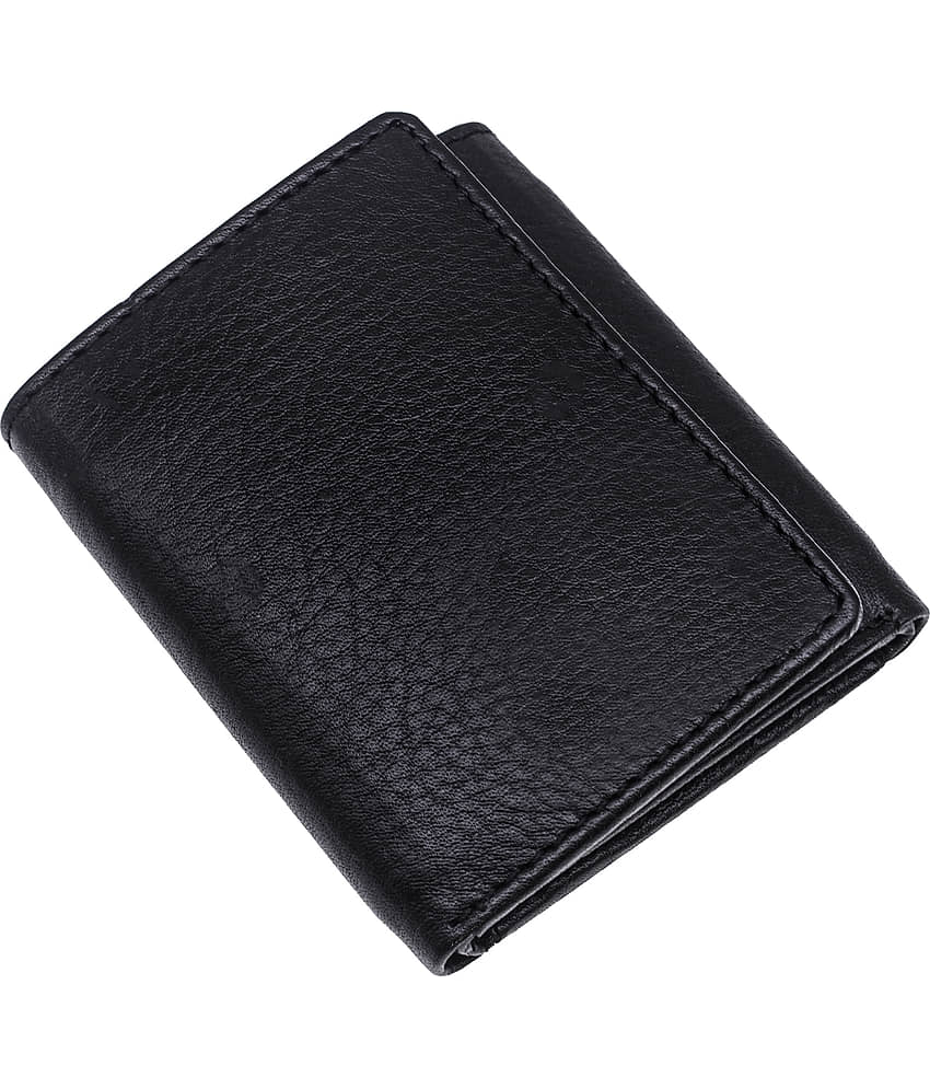 JMALL - Black Faux Leather Men's Three Fold Wallet ( Pack of 1 )