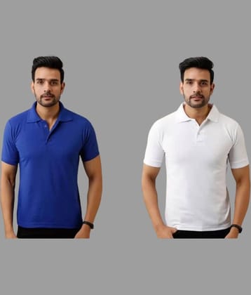 SKYRISE Pack of 2 Cotton Blend Slim Fit Solid Half Sleeves Men's Polo T Shirt ( Multicolor )