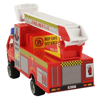 Fire Brigade in Pull Back Action with Rotating&Extendable Ladder,Red, 1 Piece, Kid_assorted colour