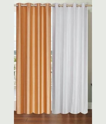 N2C Home Solid Semi-Transparent Eyelet Curtain 5 ft ( Pack of 2 ) - Multicolor