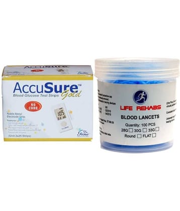 ACCUSURE GOLD 50 STRIPS ONLY & 100 lancets