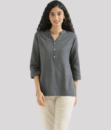 PP Kurtis Rayon Solid Straight Women's Kurti - Grey ( Pack of 1 )