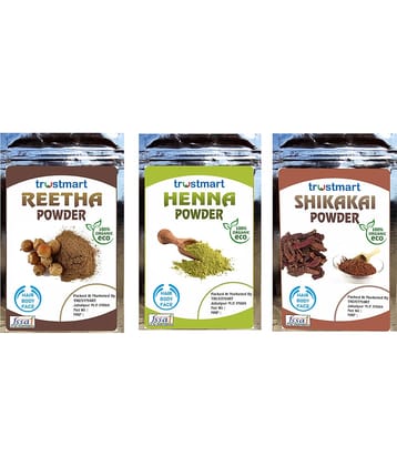 TRUSTMART Natural Reetha,Henna and Shikakai Powder 300g pack of 6 (Each-50g)