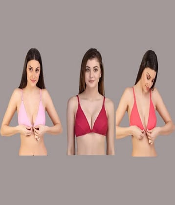 Desiprime Pack of 3 Cotton Non Padded Women's Everyday Bra ( Multicolor )