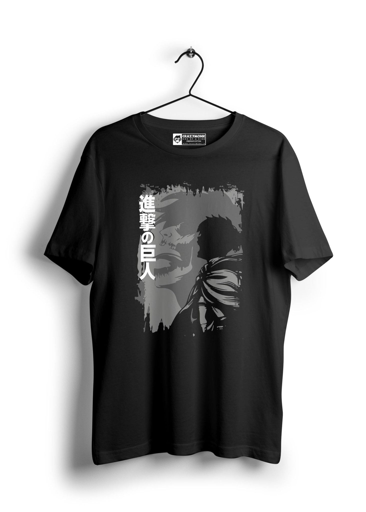 Eren Yeager AOT Half Sleeve T-Shirt-BLACK / S