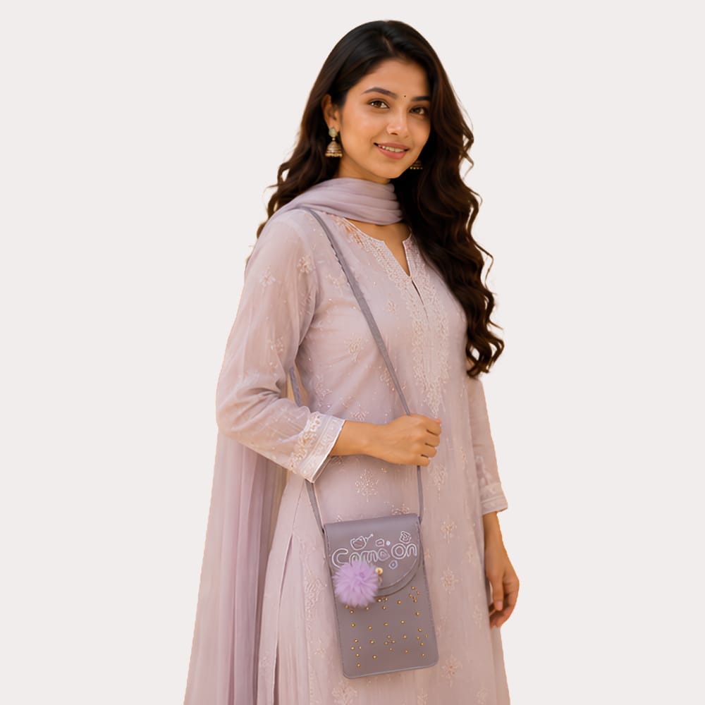Midnight Charm Embellished Mobile Sling Bag