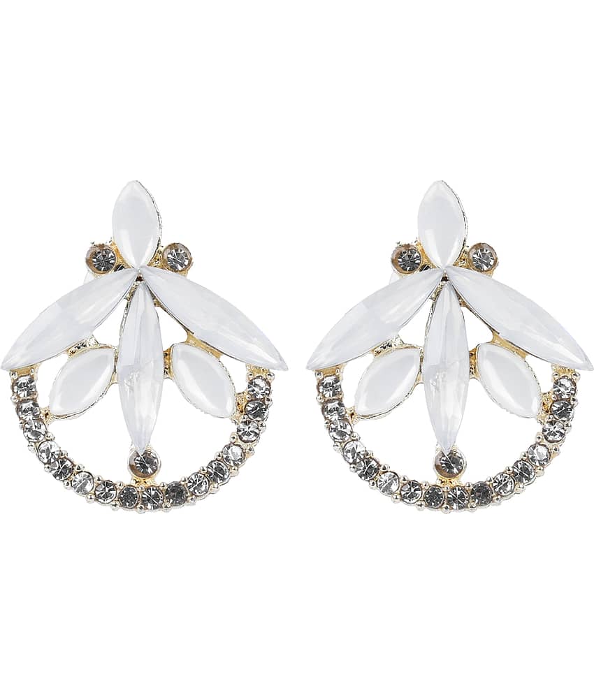 PUJVI - White Hoops Earrings ( Pack of 1 )