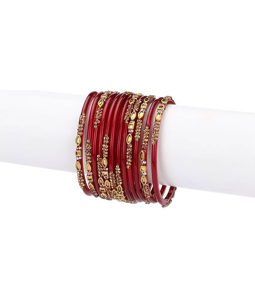 AFAST Designer Colorful Collection Purple 12 Fashion Bangle Set Ornamented With Exclusive Beads-GD1
