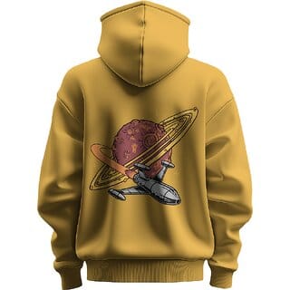 BULL CLOTHING Men's Cosmic Adventure Mustard Hoodie  Premium 280 GSM Fleece for Softness, Comfort, and Durability (XL)