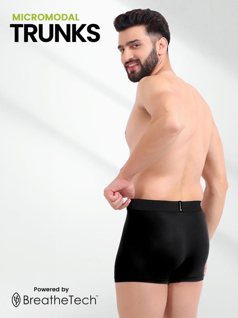 FREECULTR Men's Underwear Anti Bacterial Micromodal Airsoft Trunk - Non Itch No Chaffing Sweat Proof - Pack of 1-Pot Black