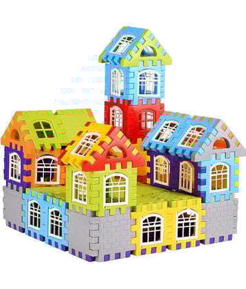 FRATELLI Building Blocks for Kids - Certified European Safety Standards 90 Pcs Mega Jumbo Happy Home House Building Blocks with Attractive Windows and Smooth Rounded Edges