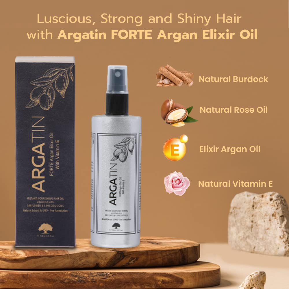 Argatin Forte Argan Elixir Oil With Vitamin E |For Hair Nourishment Of Hair|Reduces Hair Fall |For Dry Damaged And Frizzy Hair 100Ml