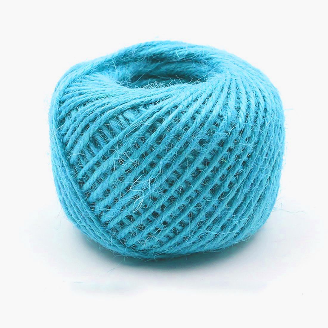 Jute Twine String 50 Meter Roll - Bright Blue Color 3 Ply - 2mm Diameter