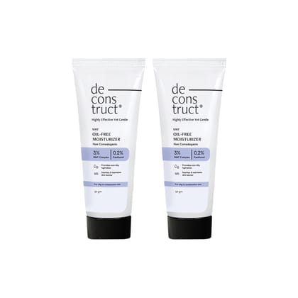 Deconstruct Oil-Free Moisturizer | Non Sticky, Lightweight, Non-Comedogenic & Fast-Absorbing | Tested for 72H Hydration | For Oily, Acne-Prone & Sensitive Skin | 50gm (Pack of 2) Deconstruct Oil-Free Moisturizer | Non Sticky, Lightweight, Non-Comedogenic